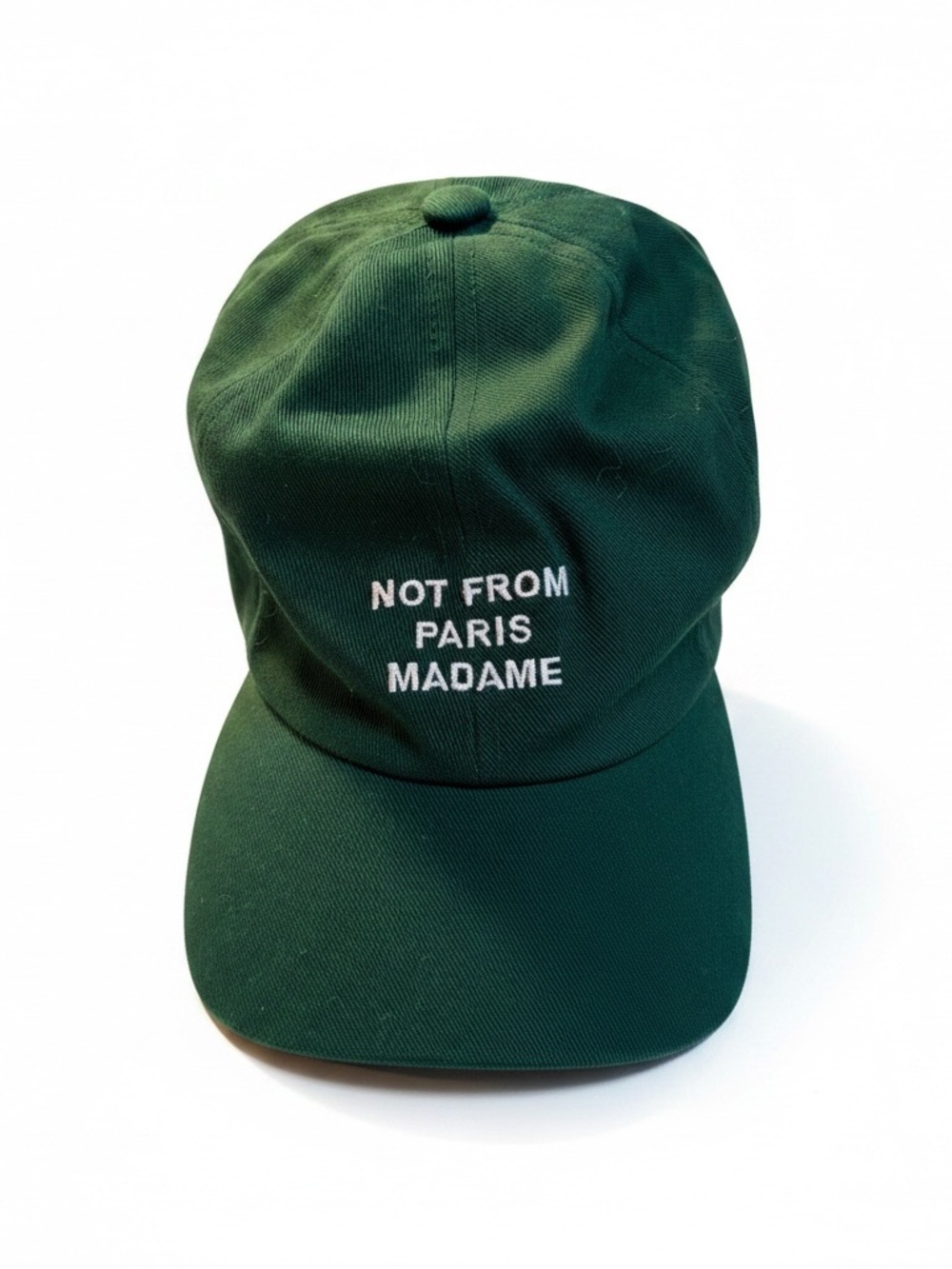 Dark Green 'Not From Paris Madame' Embroidered Baseball Cap